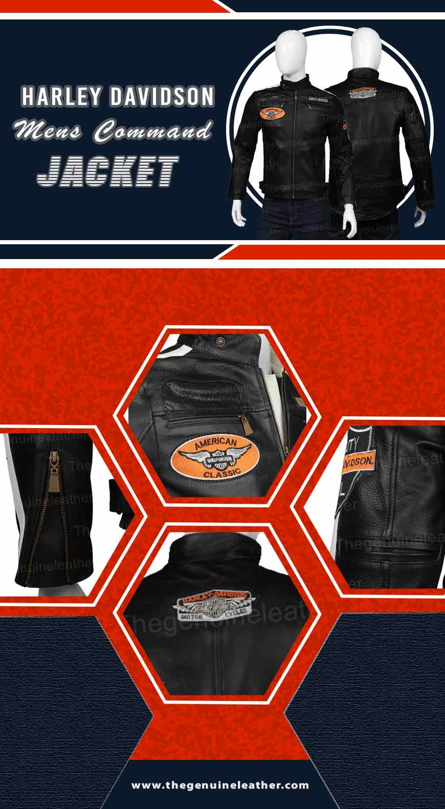 The Jacket Makers Brown Harley Motorcycle Leather Biker Jacket for Mens.